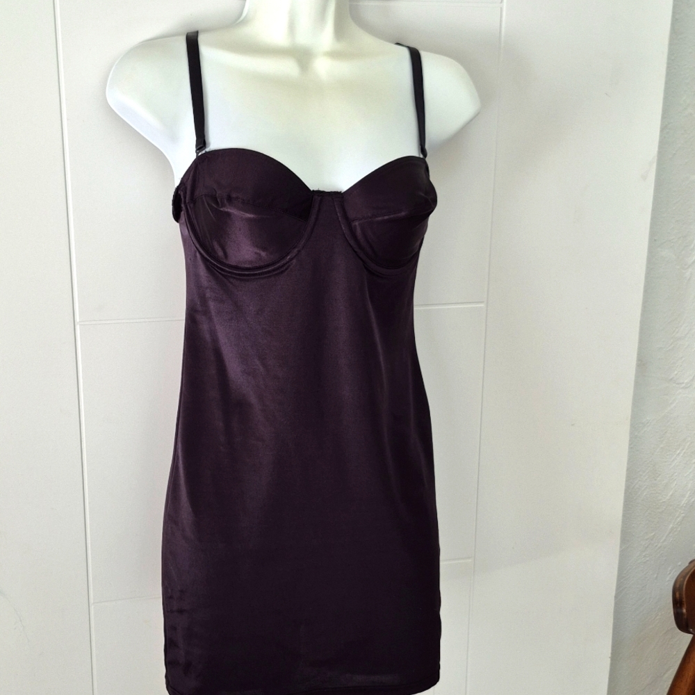 Vintage Hanes Her Way 36B Satin Bustier Lingerie Slip Dress Pinup